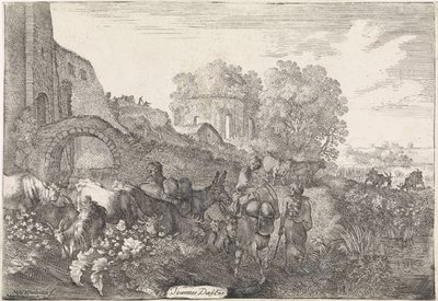 Paisagem com viajantes
Paisagens arcadianas (título da série) de Moyses van Wtenbrouck