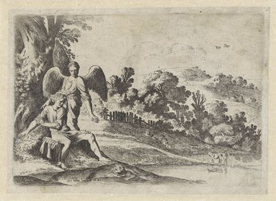 Tobias se assusta com o peixe A História de Tobias (título da série) de Moyses van Wtenbrouck