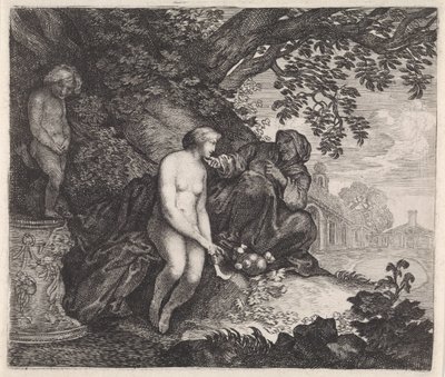 Vertumnus tenta seduzir Pomona de Moyses van Wtenbrouck