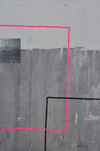 Geométrico em cinzento e rosa, em negrito de Mr PETTO