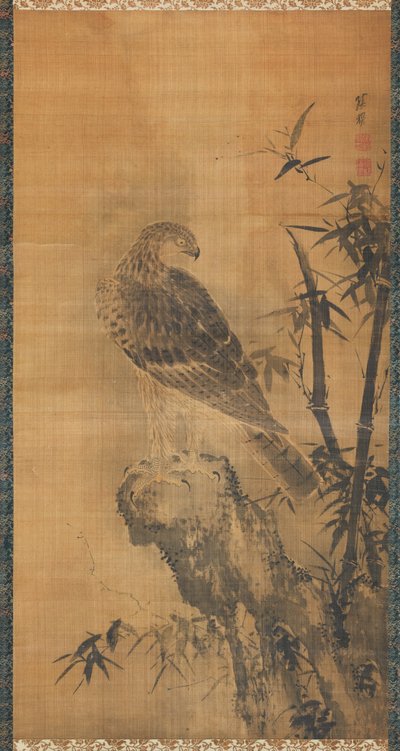 Falcão sobre uma rocha de Mu Zhang