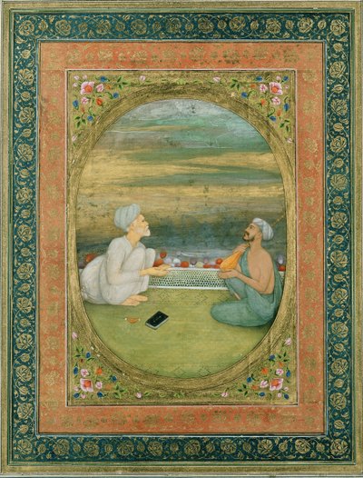 Um mulá e um músico, c.1640-1650 de Mughal School