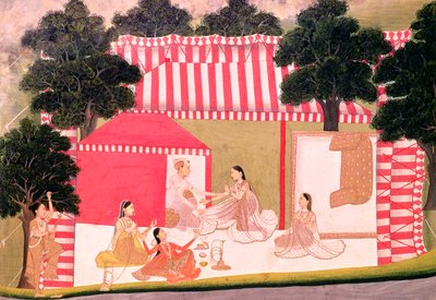 Um príncipe e seu harém de Mughal School