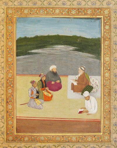 Discussão entre homens eruditos e príncipes, do final do século XVII ao início do século XVIII de Mughal School