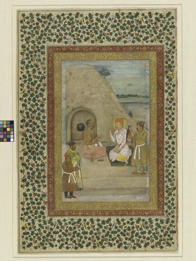 Imperador Akbar e Gosain Jadrup, fólio de São Petersburgo Muraqqa &39;, c.1625-30 de Mughal School