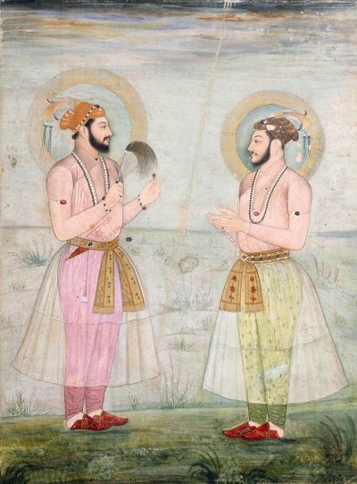 Retratos do príncipe Dara Shikoh e do príncipe Sulaiman Shikoh Nimbate, c.1665 de Mughal School