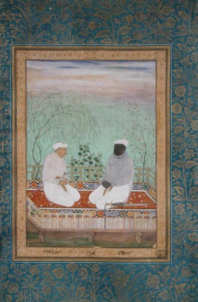 Retratos de dois proprietários de terras, Rai Bharo e Jassa Jam de Gujarat, c.1618 (guache em pergaminho) de Mughal School