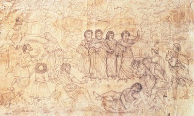 A morte de Ananias, c.1650-1680 de Mughal School