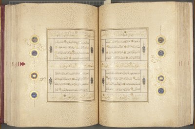 Fol 137 verso 183 recto, Timurid Quran, 1441 (tinta e ouro sobre papel) de Muhammad Mumin Abdallah Al Murwand