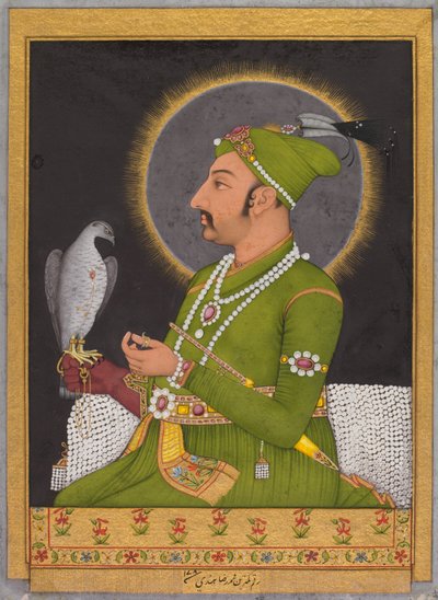 O retrato póstumo do imperador Mughal Muhammad Shah reinou 1719-1748 ... reto, 1764. de Muhammad Rizavi Hindi