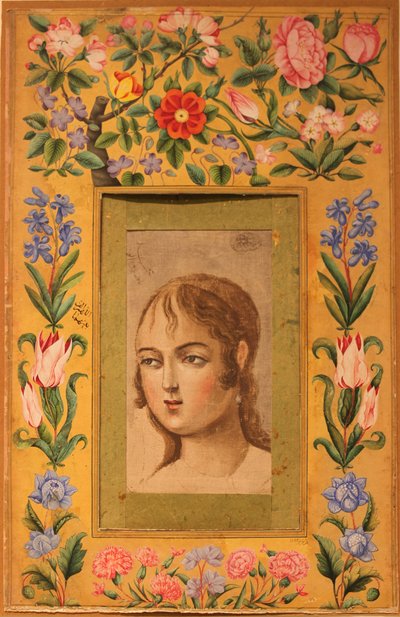 Pintura de uma jovem beleza, Irã, 1740-50s. de Muhammad Sadiq
