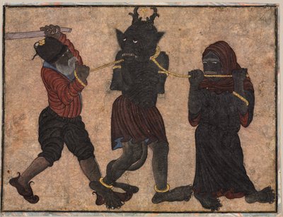 Demônio acorrentado, c. 1453. de Muhammad Siya Qalam