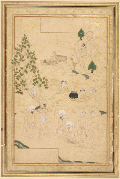 Piquenique nas montanhas, ilustração de página única, c. 1550-1600. de Muhammadi