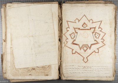 Carteira de desenhos de Mutio Oddi de Urbino e outros - Po Fume, c.1635-40 (caneta e tinta sobre papel encadernado) de Muzio Oddi