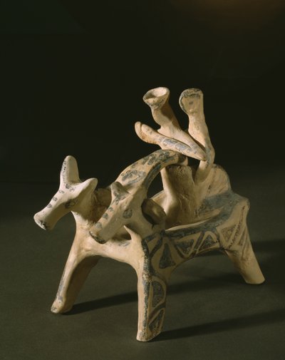 Carruagem, do túmulo de Marcopoulo, Ática, período heráldico IIIA-IIIB, 1400-1200 aC (terracota) de Mycenaean