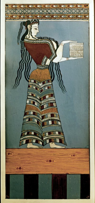 Arte micénica: Uma dama-cortesã de Micenas. Fresco de Tyrins, original do século XIII a.C. (fresco) de Mycenaean Mycenaean