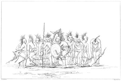 Implorando a dança, Sac e Fox, Rock Island, Alto Mississippi, 1841. de Myers and Co
