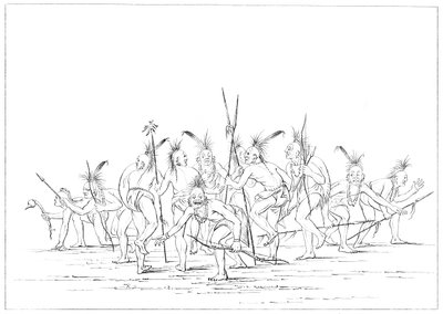 Dança da descoberta, Sac e Fox, Rock Island, Mississippi superior, 1841. de Myers and Co