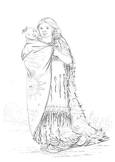 Mulher e bebê nativo americano. de Myers and Co