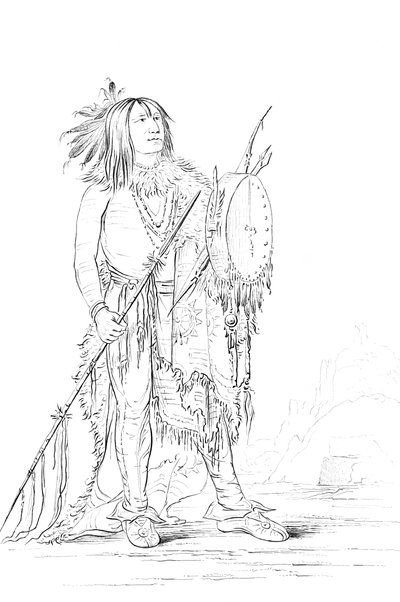 Retrato do búfalo branco, homem do nativo americano, 1841. de Myers and Co