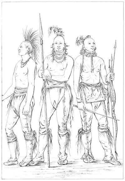Três bravos Osage, 1841. de Myers and Co