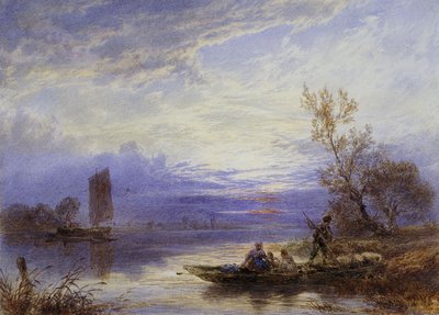 Uma balsa ao pôr do sol, de Myles Birket Foster