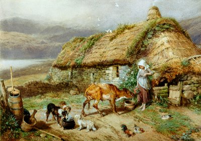 Um Highland Bothy (bc e wc no papel) de Myles Birket Foster