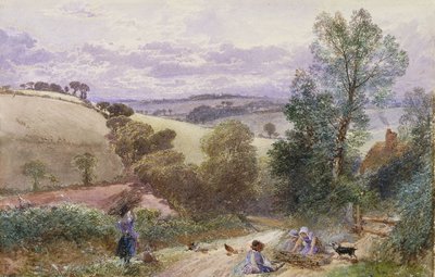 Números Recolhendo Galhos por uma Estrada de Myles Birket Foster