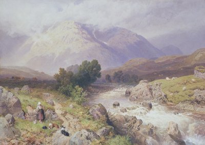 Cena das montanhas perto de Dalmally, Argyll (wc na lona) de Myles Birket Foster