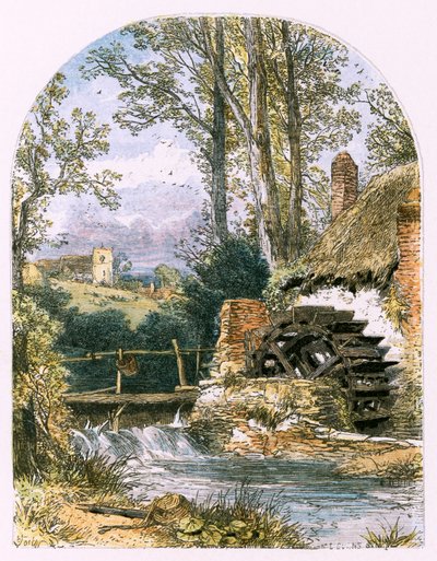 Ilustração para &39;The Deserted Village&39; de Myles Birket Foster