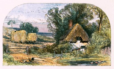 Ilustração para &39;The Deserted Village&39; de Myles Birket Foster