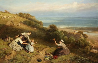 Paisagem: A Garota com a Laranja (óleo sobre tela) de Myles Birket Foster