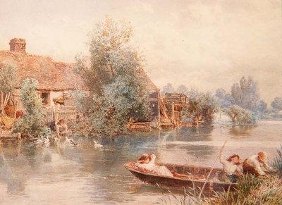 Messing About on the River (aquarela) de Myles Birket Foster