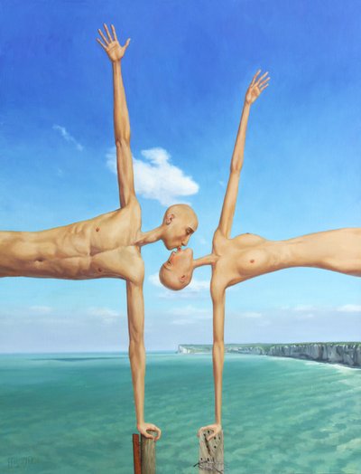 Casal num beijo surreal de Myriam Feuilloley