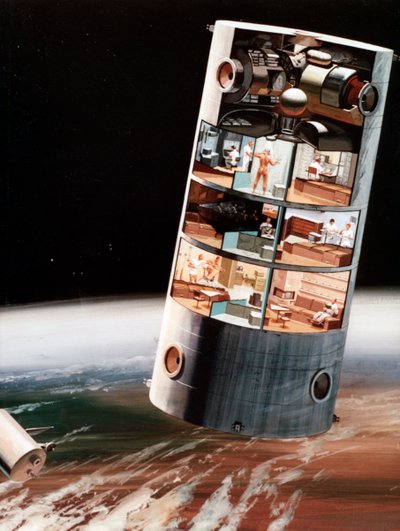 Uma visão futurista da vida no espaço, c1970s. de NASA Images