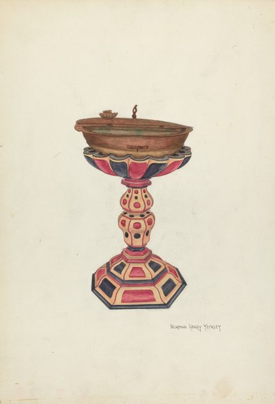 Pia batismal e suporte de N.H. Yeckley