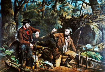 Vida Pioneira na América: Armadilha de vison de Currier and Ives
