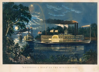 "Rounding a Bend" no Mississippi - A saudação de despedida de Currier and Ives