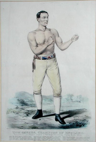 Tom Sayers (1826-65) Campeão da Inglaterra, publicado em 1860 (cor litho) de Currier and Ives