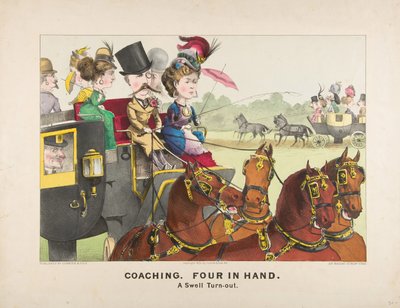 Coaching - Four in Hand - Um Swell Turn-out de Currier and Ives