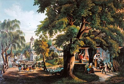 Vida no campo nos EUA: The Village Blacksmith de Currier and Ives