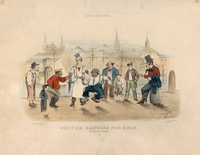 Cuffee Dancing for Eels - Catharine Market (Vida em Nova Iorque) de Currier and Ives