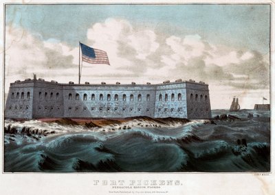 Fort Pickens: Pensacola Harbor, Florida, c.1860 (litografia a cores) de Currier and Ives