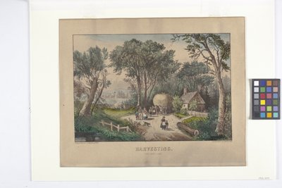 Colheita da última carga (litografia colorida à mão) de N. and Ives J.M. (1824 95) Currier