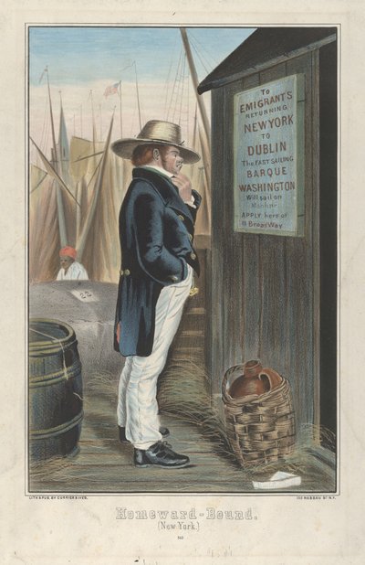 Homeward Bound (Nova Iorque), c.1860 (litografia colorida à mão) de Currier and Ives