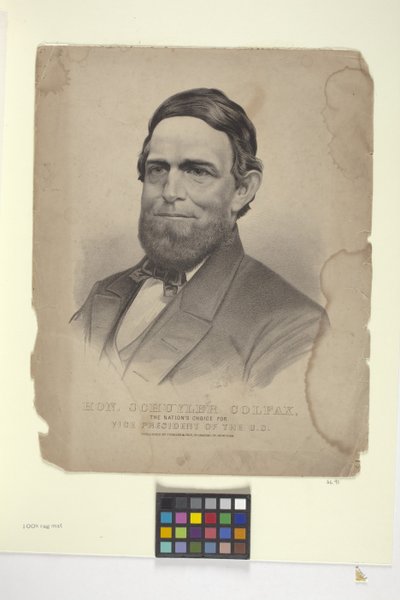Hon. Schuyler Colfac (litografia colorida à mão) de N. and Ives J.M. (1824 95) Currier