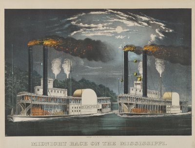 Midnight Race on the Mississippi de Currier and Ives