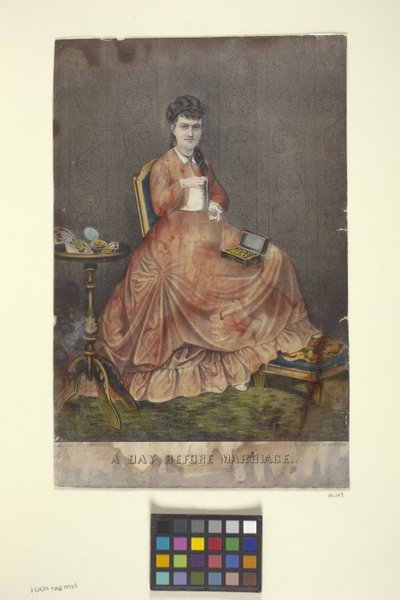 O Dia Antes do Casamento (litografia colorida à mão) de N. and Ives J.M. (1824-95) Currier
