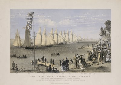 A regata do New York Yacht Club, c.1869 (litografia a cores) de Currier and Ives