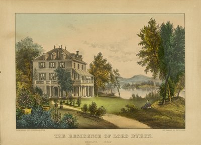 A Residência de Lord Byron (litografia colorida à mão) de Currier and Ives